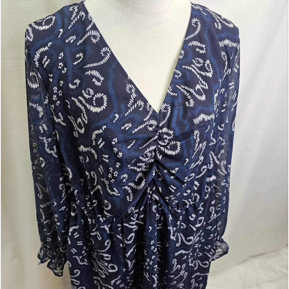Bloomchic Blue Patterned Long Sleeve Ruffle Dress… - image 3